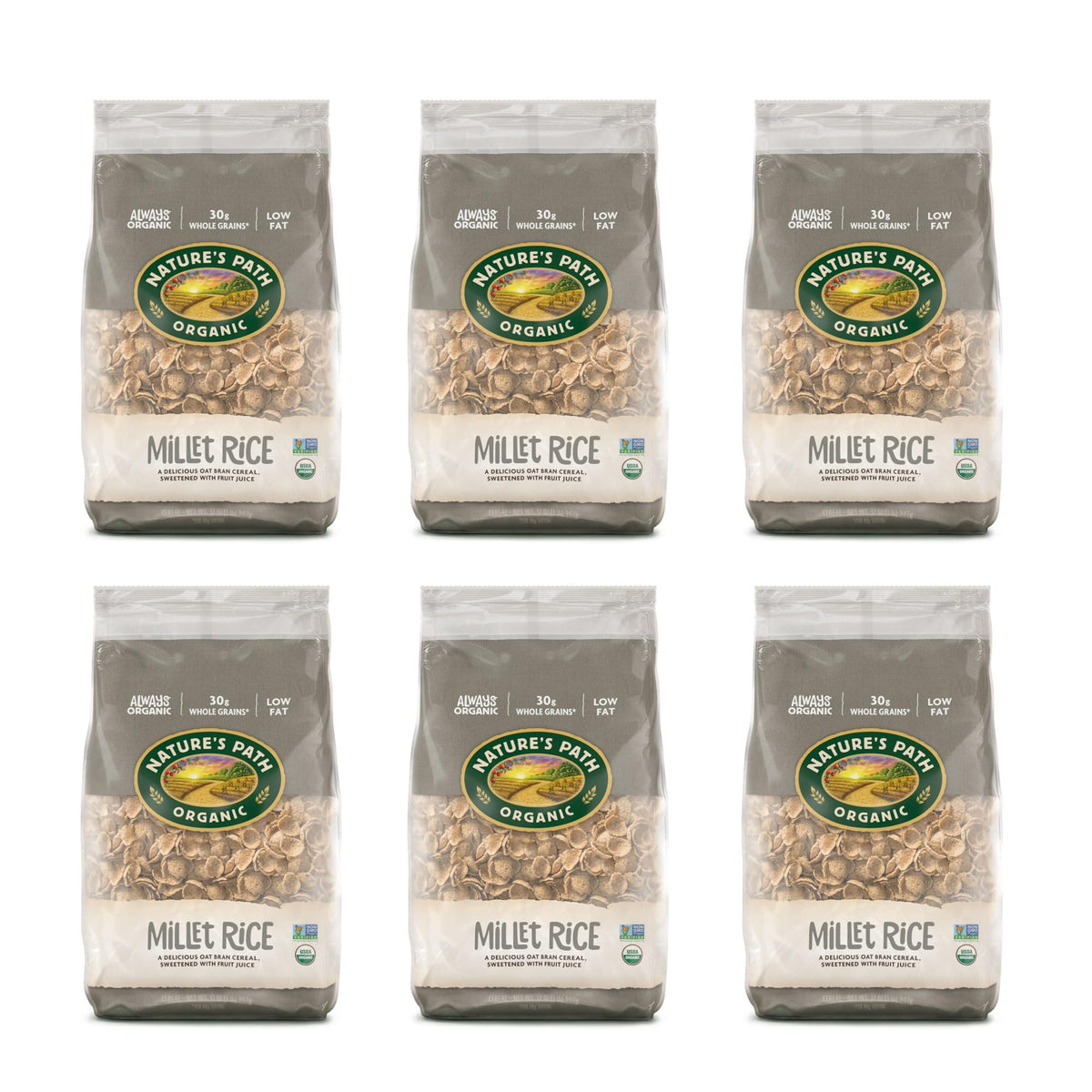 Nature's Path Organic Millet Rice Flakes Cereal, 32 oz (Pack of 6), Non-GMO, Earth Friendly Packaging