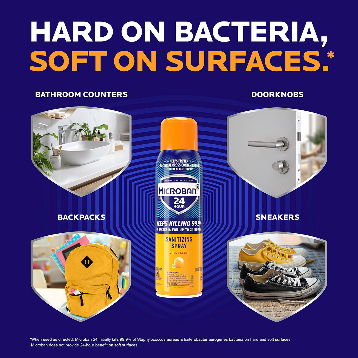 MICROBAN 24 Hour Disinfectant Sanitizing Spray, Citrus Scent, 15oz