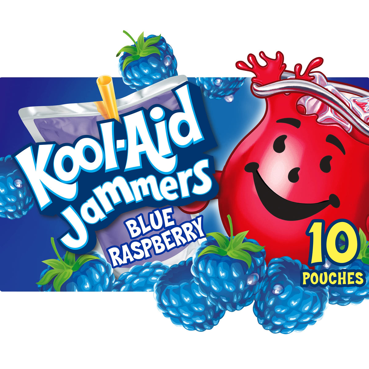 Kool-Aid Jammers Blue Raspberry Flavored Juice Drink (40 Pouches, 4 Boxes of 10)