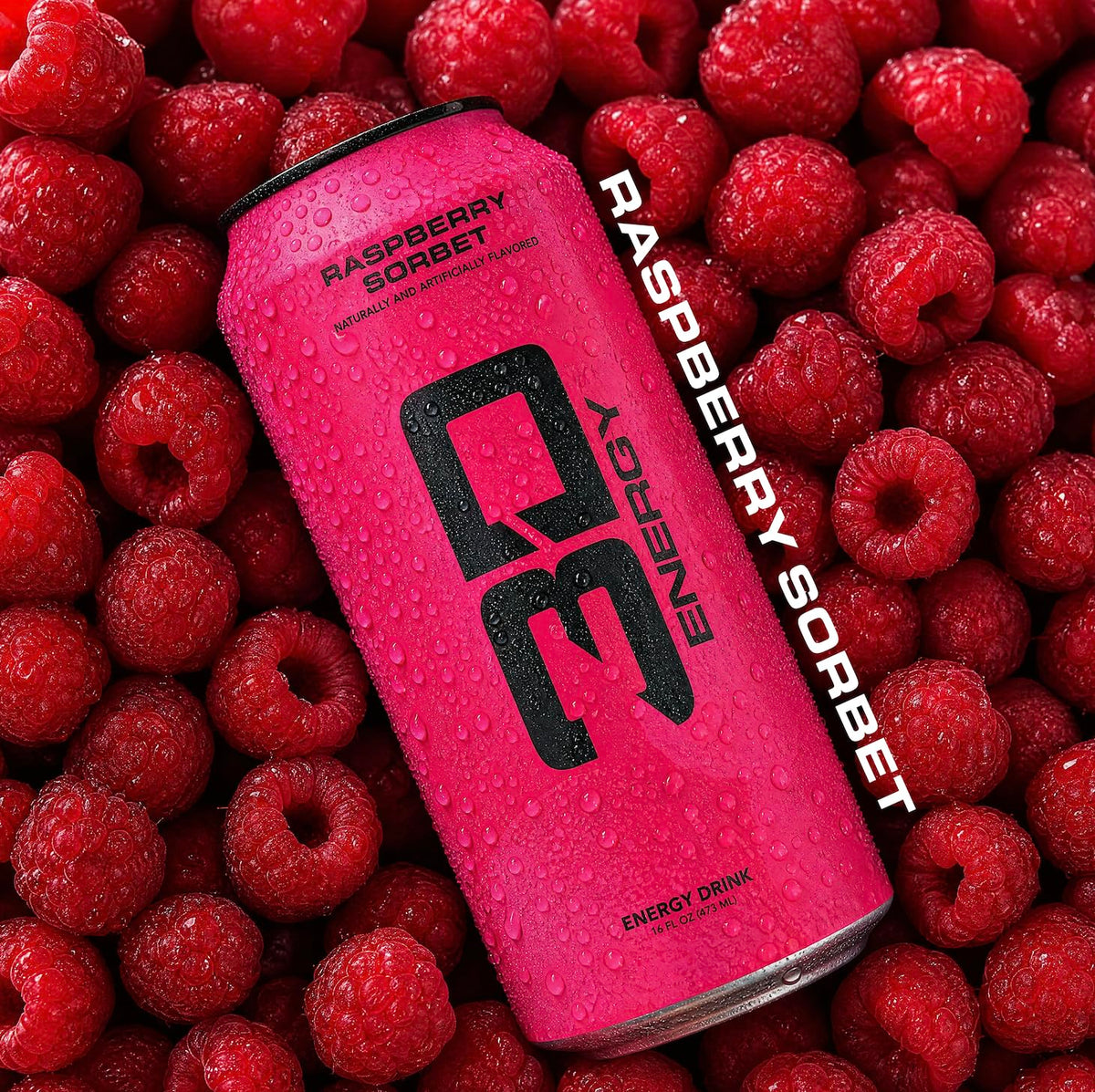 3D Sugar-Free Energy Drinks, Raspberry Sorbet- Clean Energy Drink with 200mg Caffeine, Taurine & L-Carnitine - Pre Workout Fitness Drink for Gym