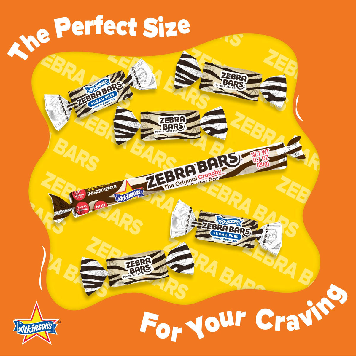 Atkinson's Peanut Butter Bars Crunchy Crispy Fun Size Candy 0.37oz 48ct