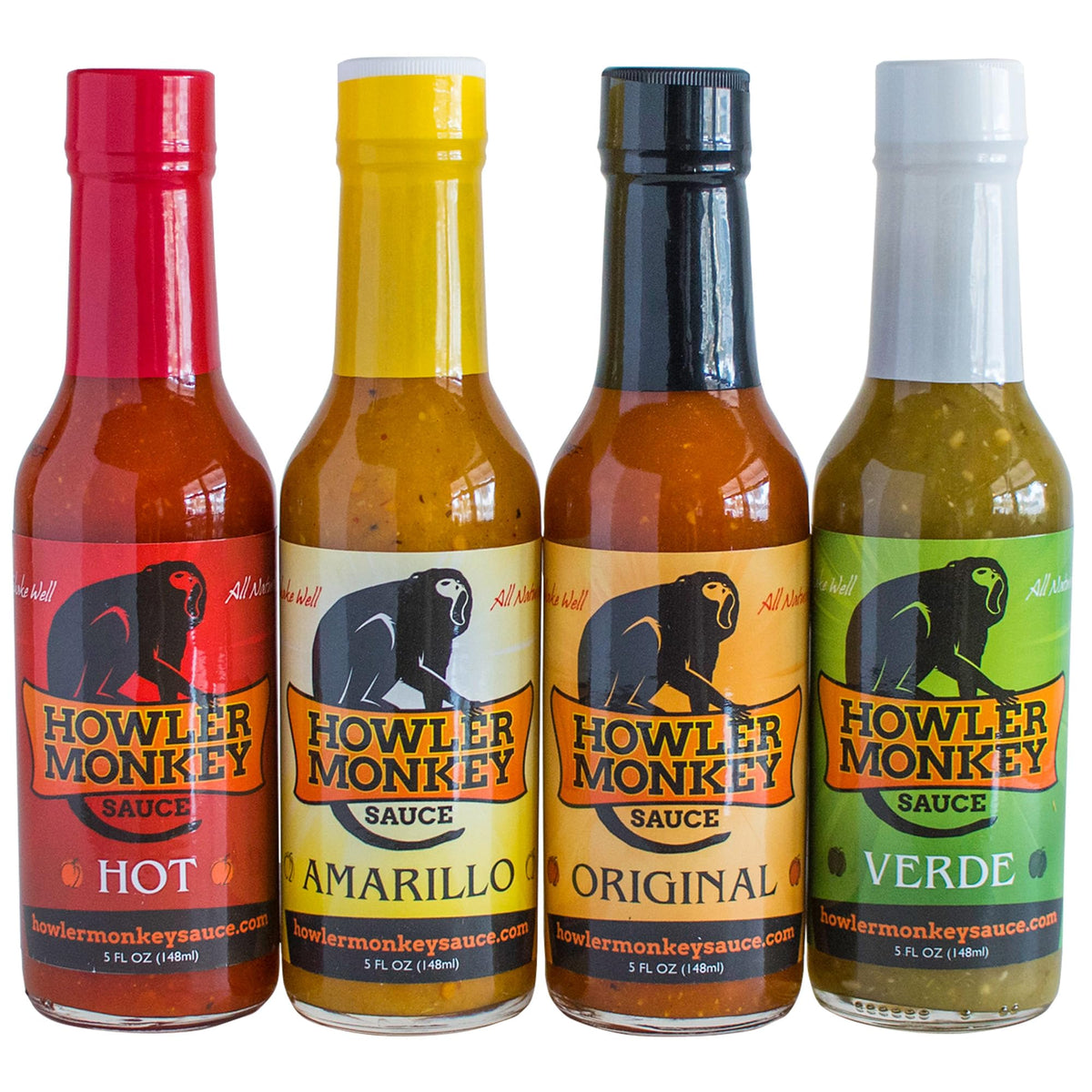 Howler Monkey Sauce - Hot Sauce Variety Pack - 5 Fl Oz (Pack of 4)