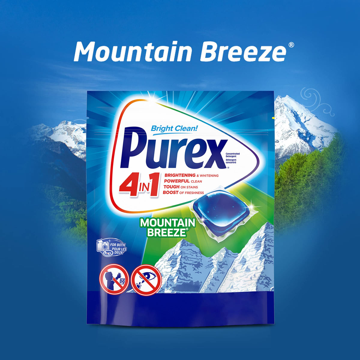 Purex 4-in-1 laundry detergent pacs, mountain breeze, 58 Count