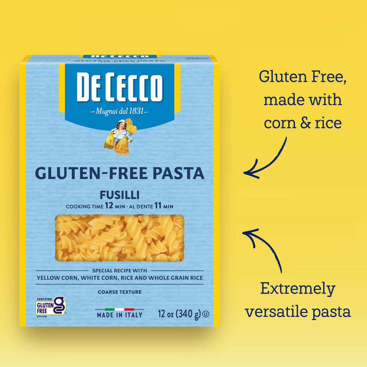 De Cecco Fusilli Gluten Free, 12 Ounces (Pack of 6)
