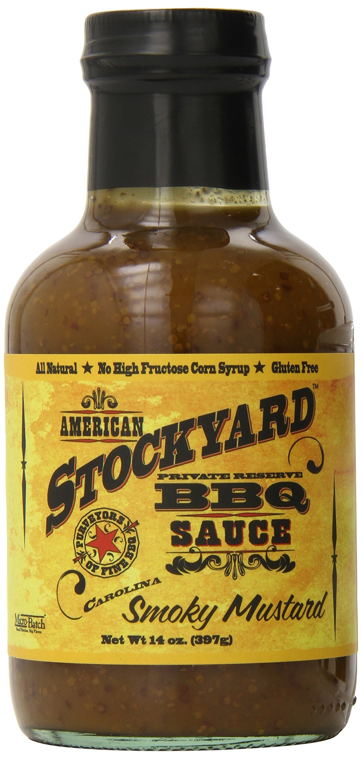 American Stockyard - Organic Smoky Mustard BBQ Sauce - Made in USA - 14oz Bottle - Family Friendly - Handcrafted in Small Batches with All Natural