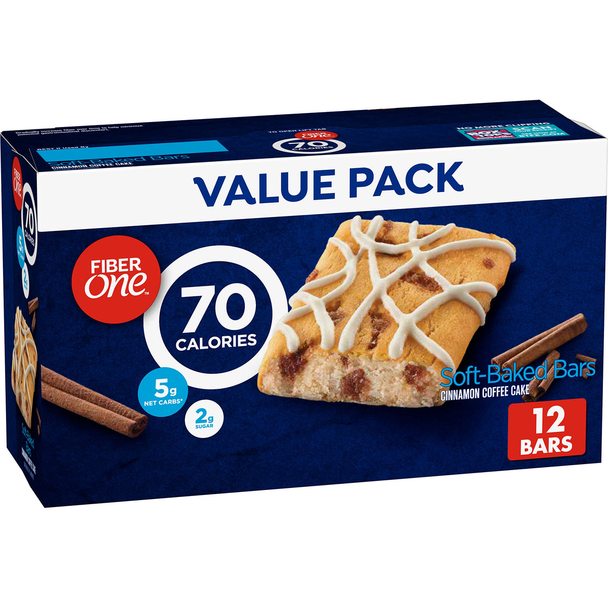 Fiber One 70 Calorie Soft-Baked Bars, Cinnamon Coffee Cake, 12 ct