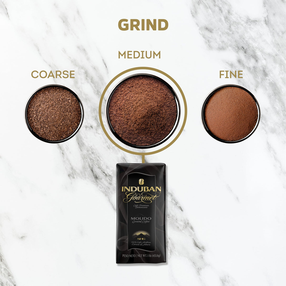 Induban Gourmet, 16 oz Bag, Ground Coffee, Medium Roast - Premium 100% Arabica Coffee from the Dominican Republic (Pack of 4)