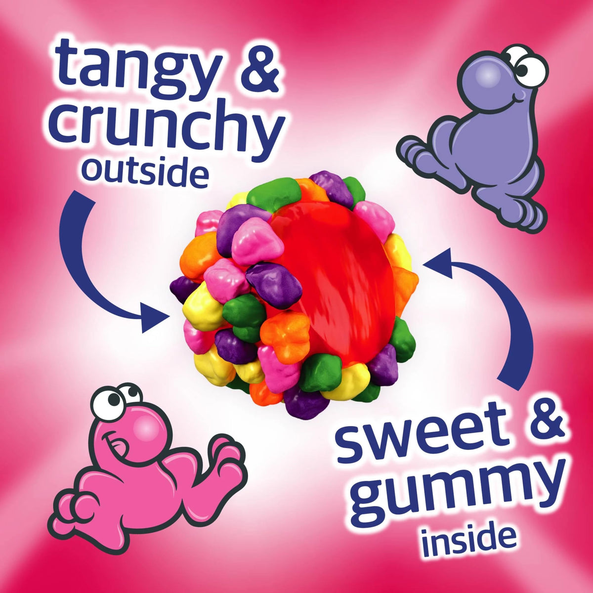 NERDS Gummy Clusters Candy, Rainbow, Crunchy and Gummy, 3 oz