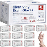 Schneider Clear Vinyl Exam Gloves, 4-mil, XL 1000-ct Case, Latex-Free, Disposable Gloves, Medical Gloves, Cleaning Gloves, Food Prep Gloves, Food Safe