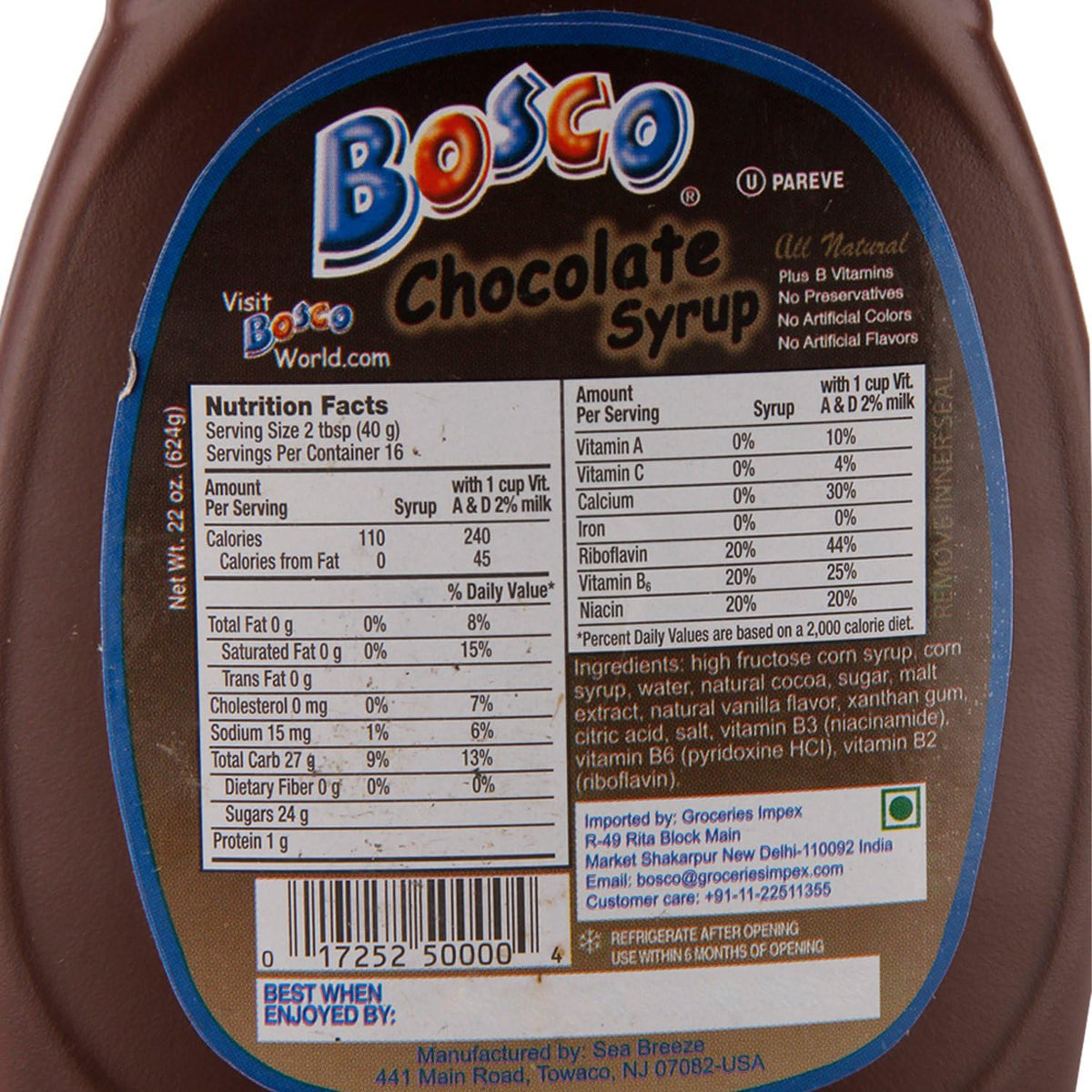 The Original Bosco Chocolate Syrup - 22 oz Squeeze Bottle all nature - 3 pack