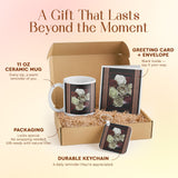 3dRose Rose Gift Set for Her - Mug, Card, Keychain & Chocolate Burgundy Cream Roses - Perfect for Mother's Day, Anniversaries or Birthdays