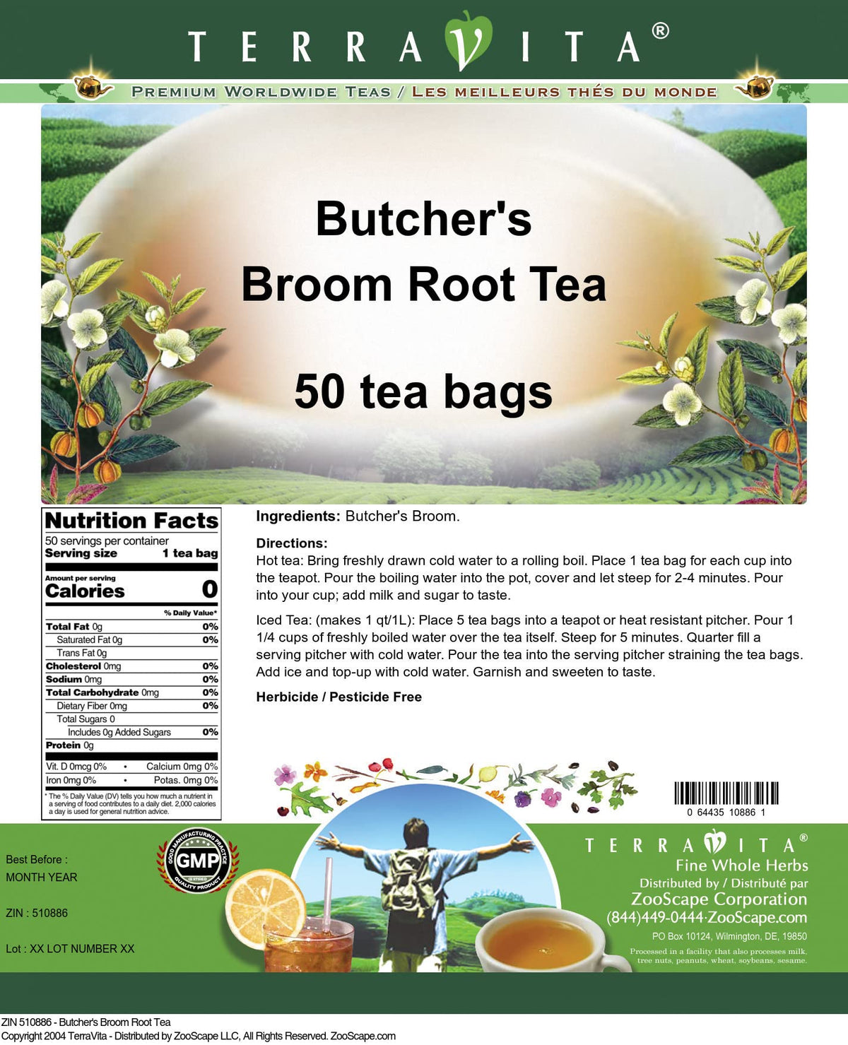 Butcher's Broom Root Tea (50 tea bags, ZIN: 510886)