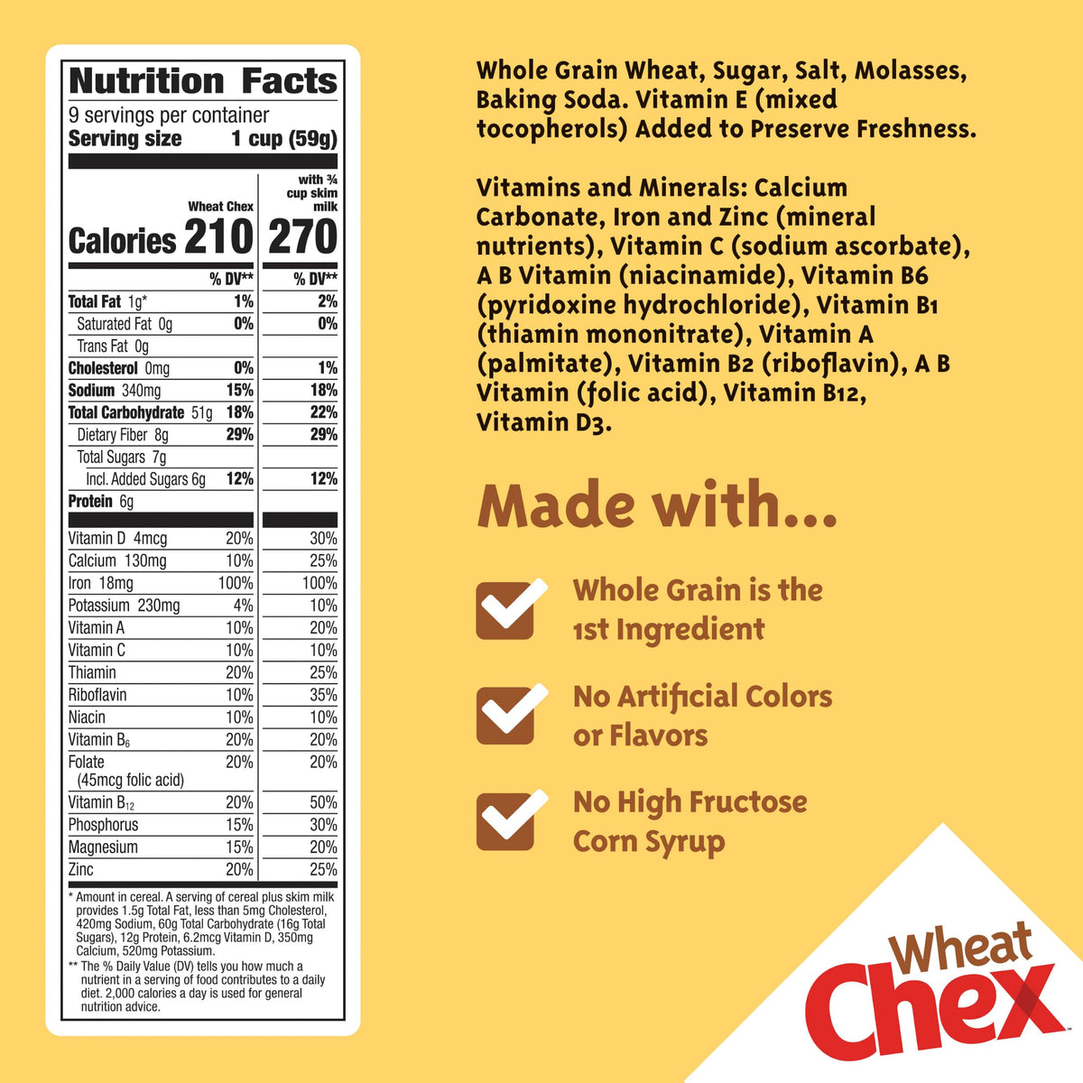 Wheat Chex Breakfast Cereal, Homemade Chex Mix Ingredient, Family Size, 19 oz
