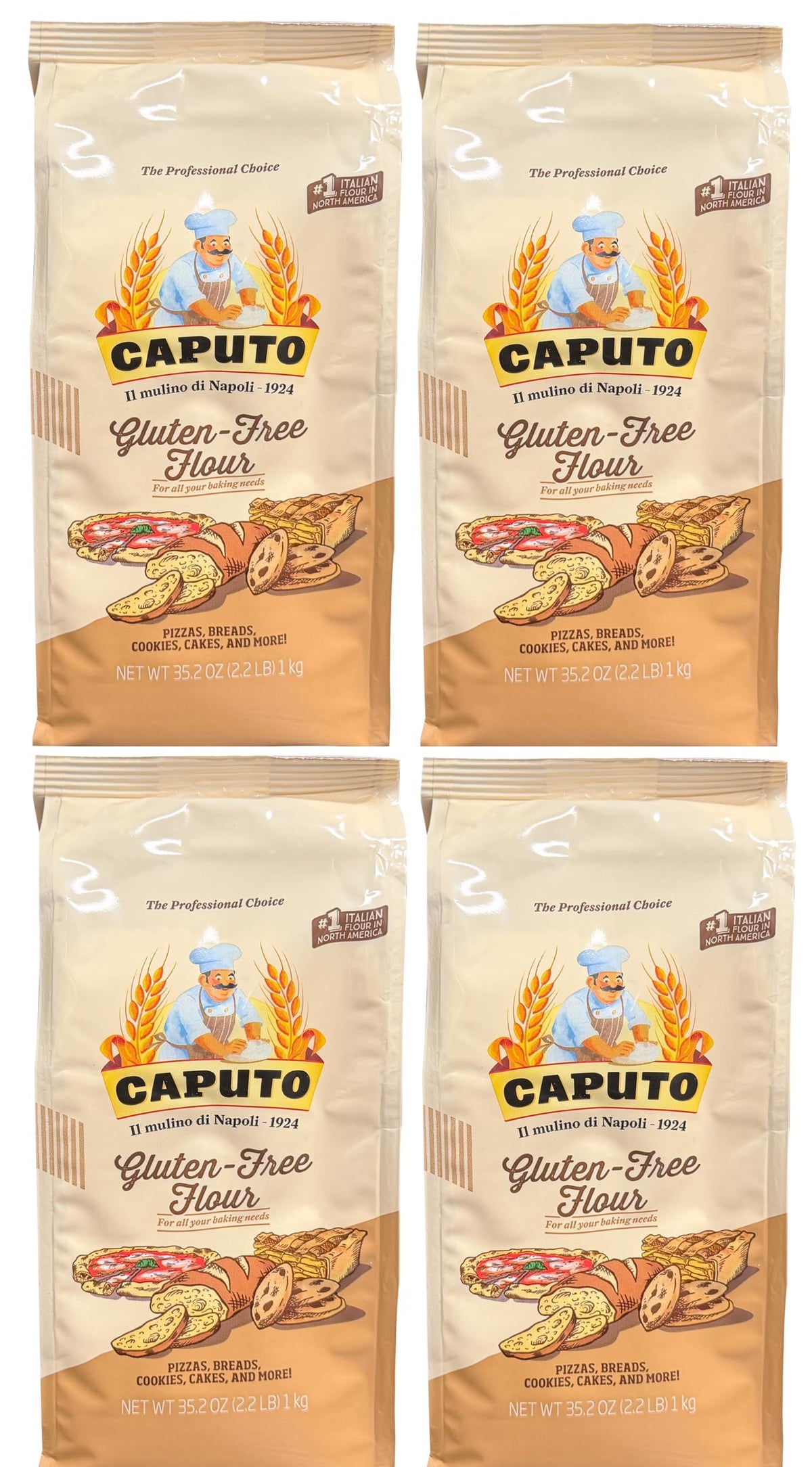Antico Molino Napoli Antimo Caputo Pizza Flour, Gluten Free, 2.2 Pound (Pack of 4)