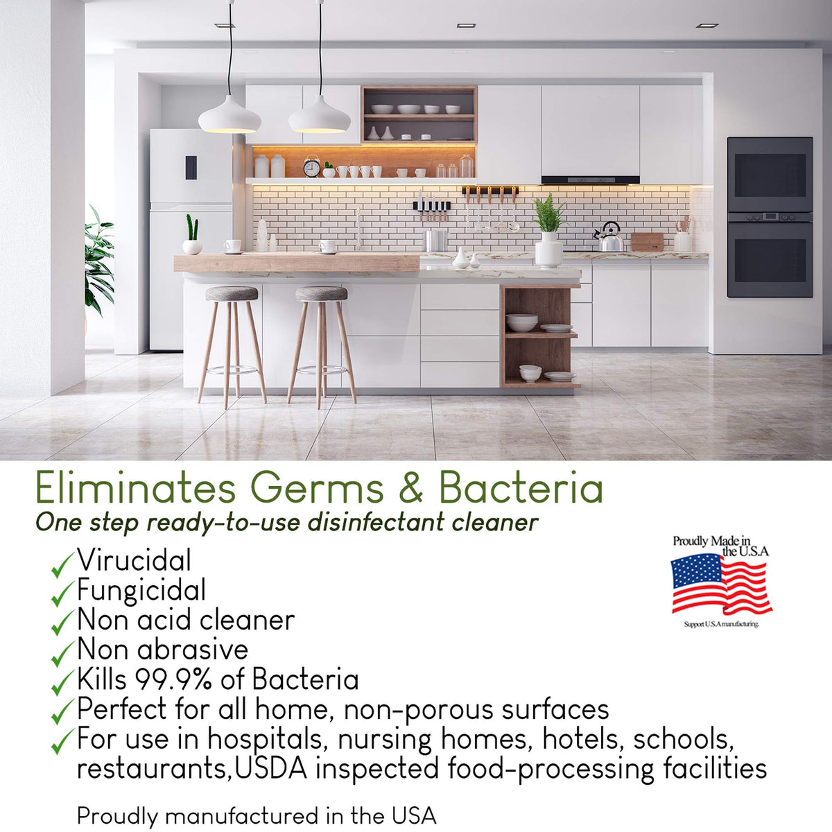 Theochem Nutra-Max Hospital Grade Disinfectant, EPA List N & G, Kills 99.9% Viruses & Bacteria, 1:32 Concentrate Makes 32 Gallons, Commercial