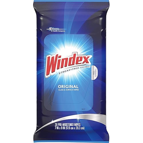 Windex Original Glass and Surface Wipes, 28 Count