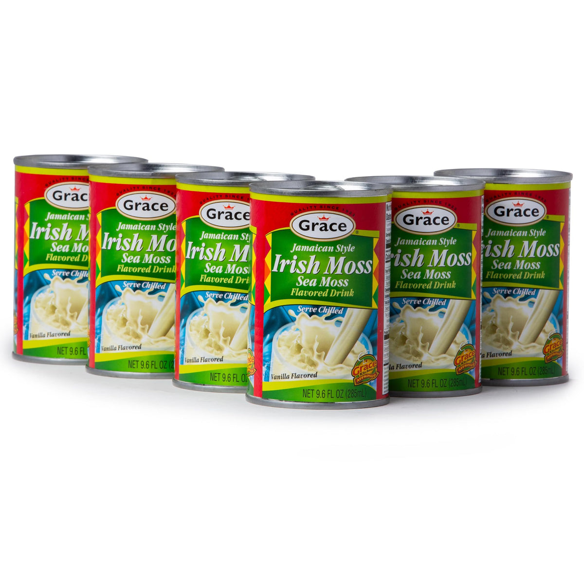 Grace Jamaican Style Irish Moss Drink 9.6oz - 6 Pack - Authentic Jamaican Sea Moss Drink - Vanilla Flavored Sea Moss Beverage