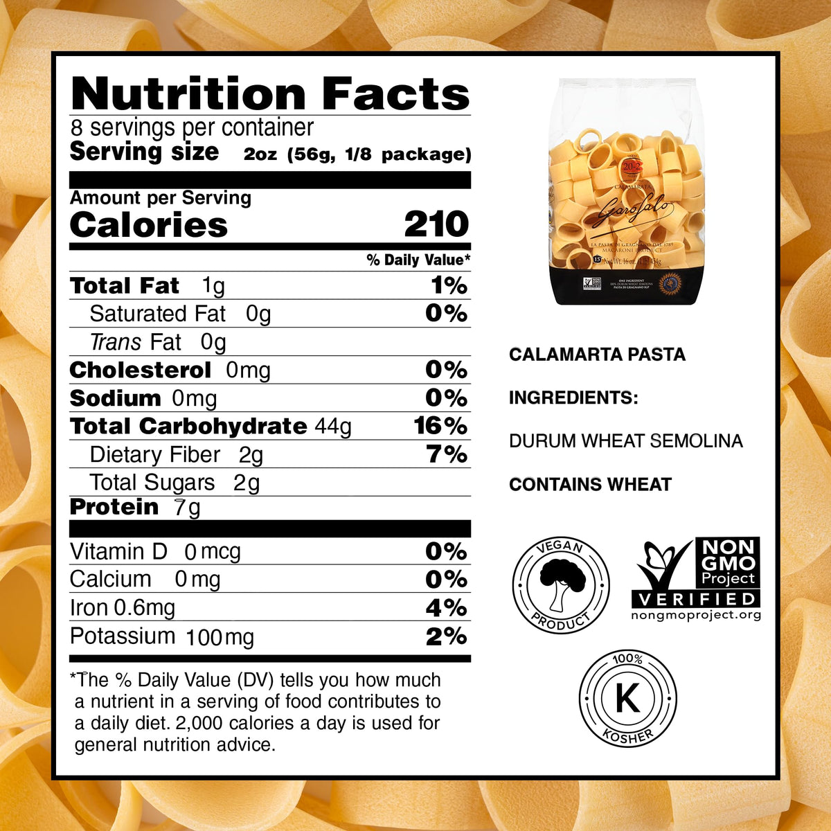 Calamarata, Durum Wheat Semolina Macaroni Product