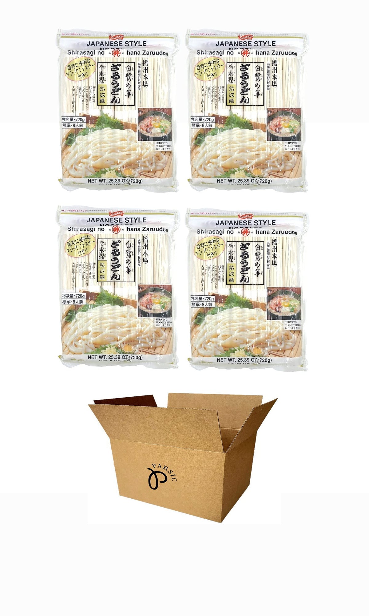 Toa Shirakiku Noodle 4-PACK Variety Set, 25.39 Oz Each - Maruudon, Zaruudon, Somen, Soba (Zaruudon (4-Pack))