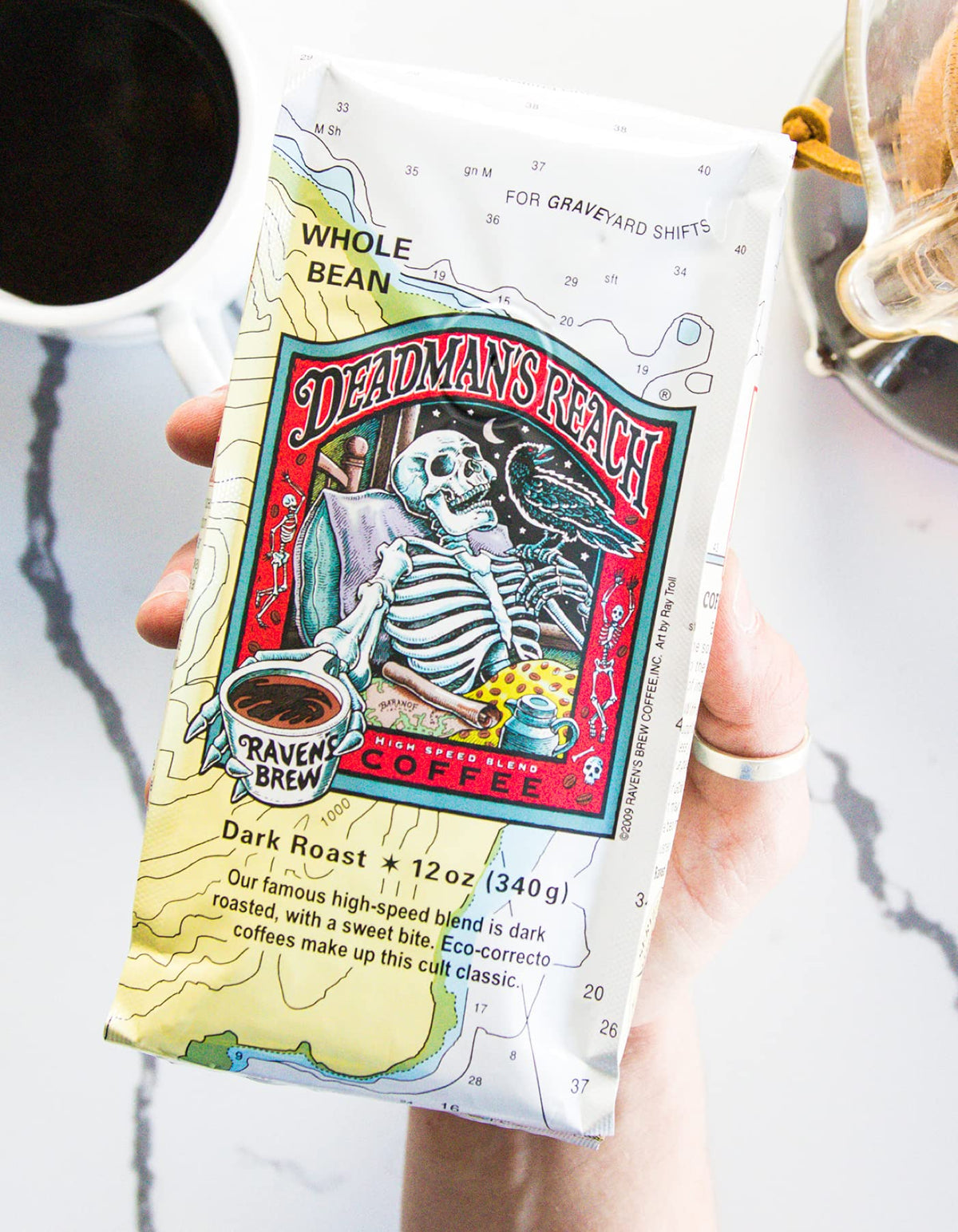 Raven's Brew Coffee 12 oz - Dark Roast - High Speed Blend with a Sweet Bite (Ground, 5 LB)