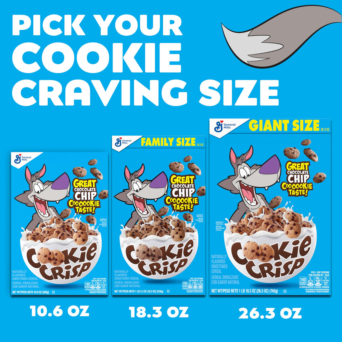 Cookie Crisp Breakfast Cereal, Chocolate Chip Cookie Taste, Made with Whole Grain, 10.6 oz