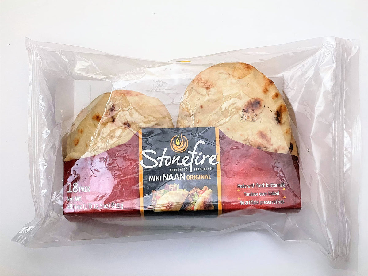 Stonefire Mini Naan (Original) Fresh Authentic Flatbreads, 18 Mini Flatbreads Total in a resealable packaging