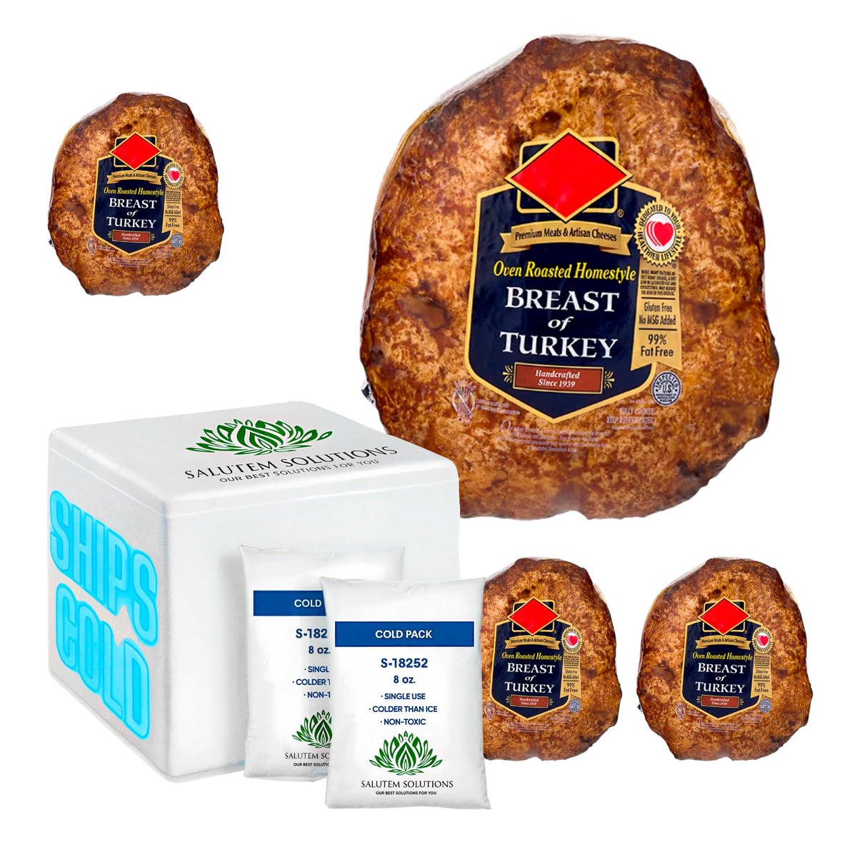 Salutem Vita - Oven Roasted Homestyle Turkey Breast Tender and Juicy for Sandwiches and Salads 1.25 lbs. (actual weight may vary within 5%) - Pack