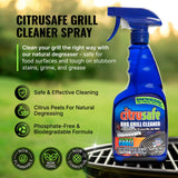 Citrusafe BBQ Grill Cleaner Spray for Outdoor Grill 16 OZ - Safe Heavy Duty Cleaner for Burnt Food & Grease - Degreases & Cleans Grates, Racks
