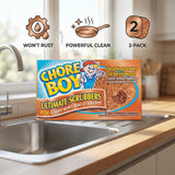 Chore Boy Heavy Duty Copper Scrubber for Pots and Pans 2 pk - Dish Scrub Pad & Cast Iron Cleaner - Scouring Pads - Steel Wool Alternative - 3 Pack