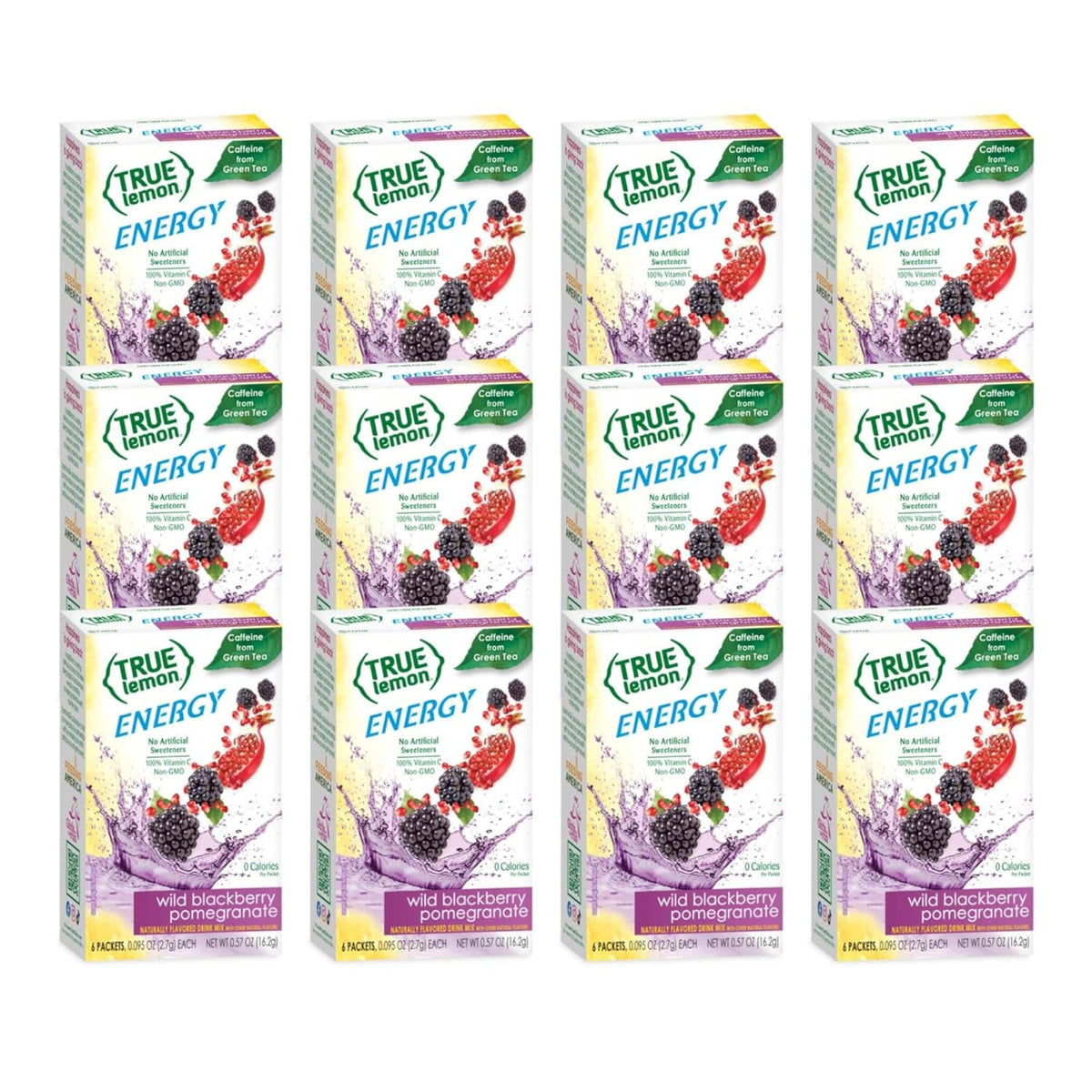 True Lemon Wild Blackberry Pomegranate Energy Drink Powder, 6 ct (12-pack)