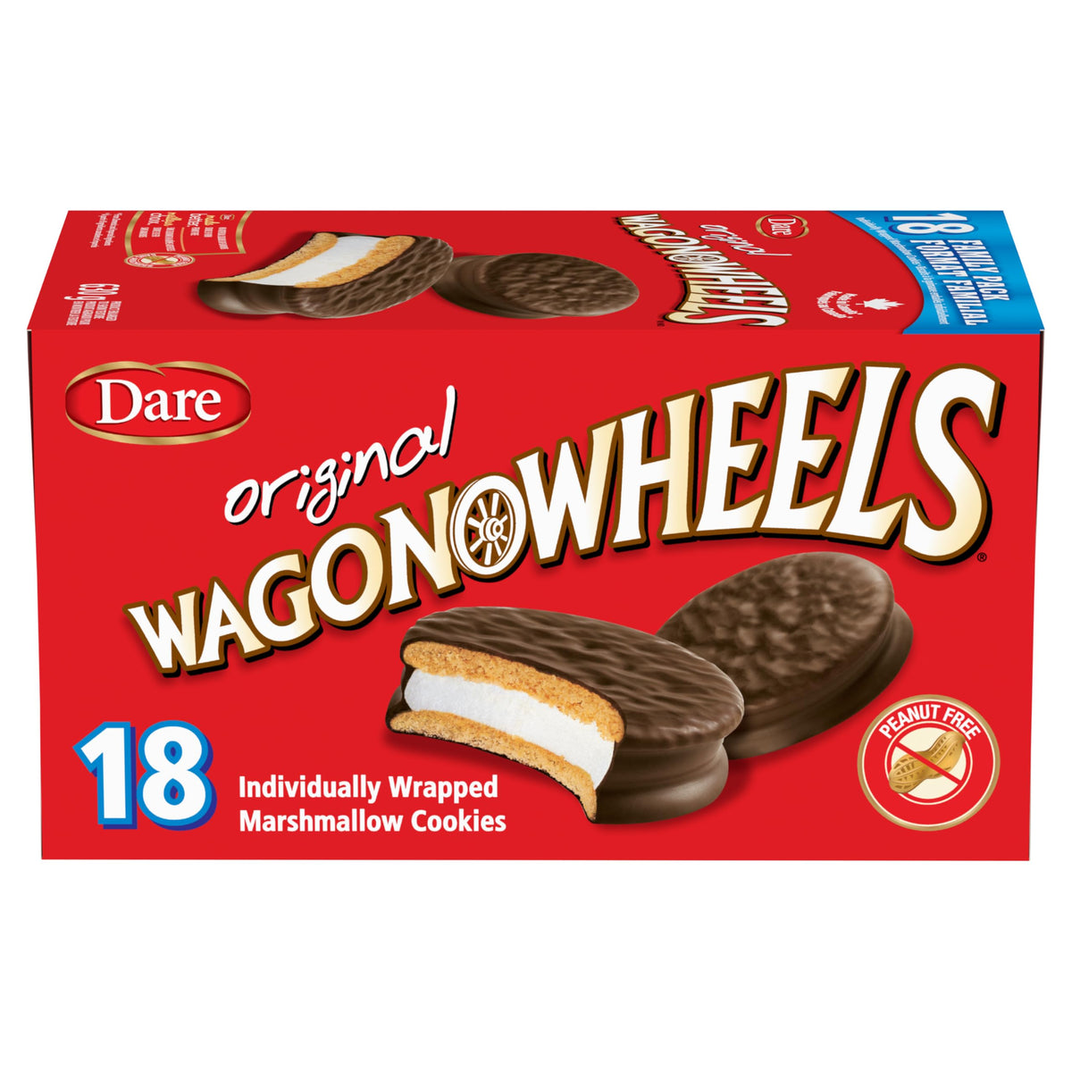 Dare Wagon Wheels Original Cookies, 630g/22.2 oz, Box, 18 pack, Peanut-free