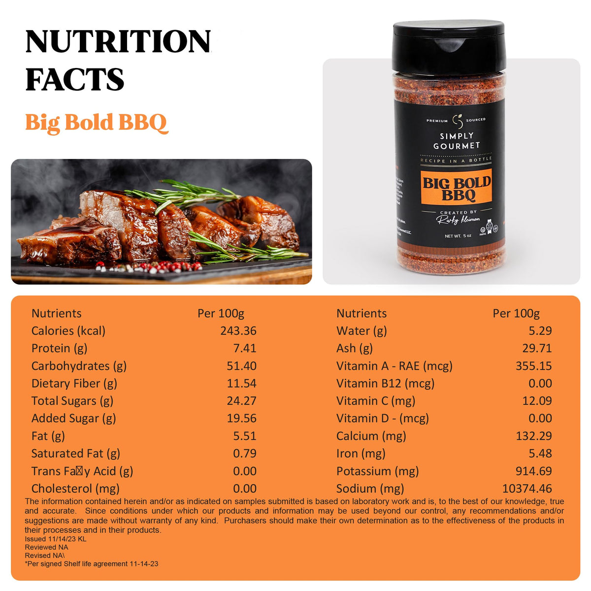 Simply Gourmet Big Bold BBQ Spices and Seasoning - Pitmaster Secret Recipe for Smoking, Grilling, and Cooking - All Purpose Premium Blend Seasoning