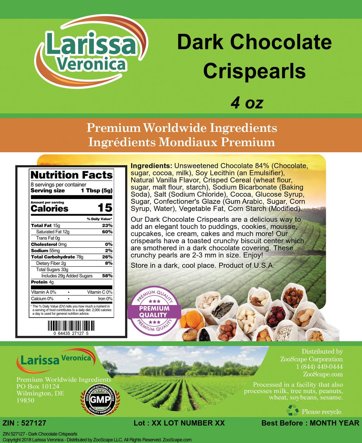 Dark Chocolate Crispearls (4 oz, ZIN: 527127)
