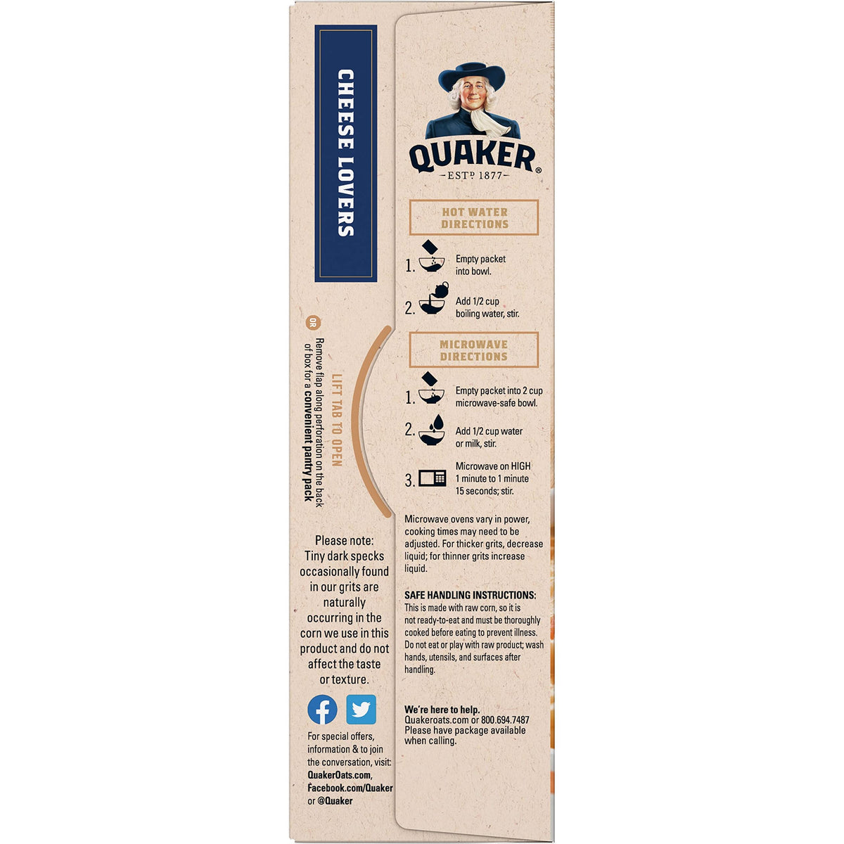 Quaker Instant Grits, Cheese Lovers Variety Pack, 0.98oz Packets (10 Pack)