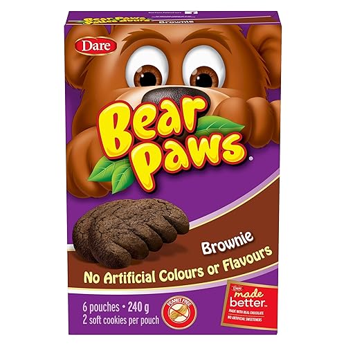 Dare Bear Paws Brownie Cookies, 6 Pouches per Box - 240g/8.5 oz., Box (Imported from Canada)