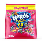 NERDS Gummy Clusters, Candy Treat Packs, Rainbow, Crunchy and Gummy, 30 oz (60 ct)