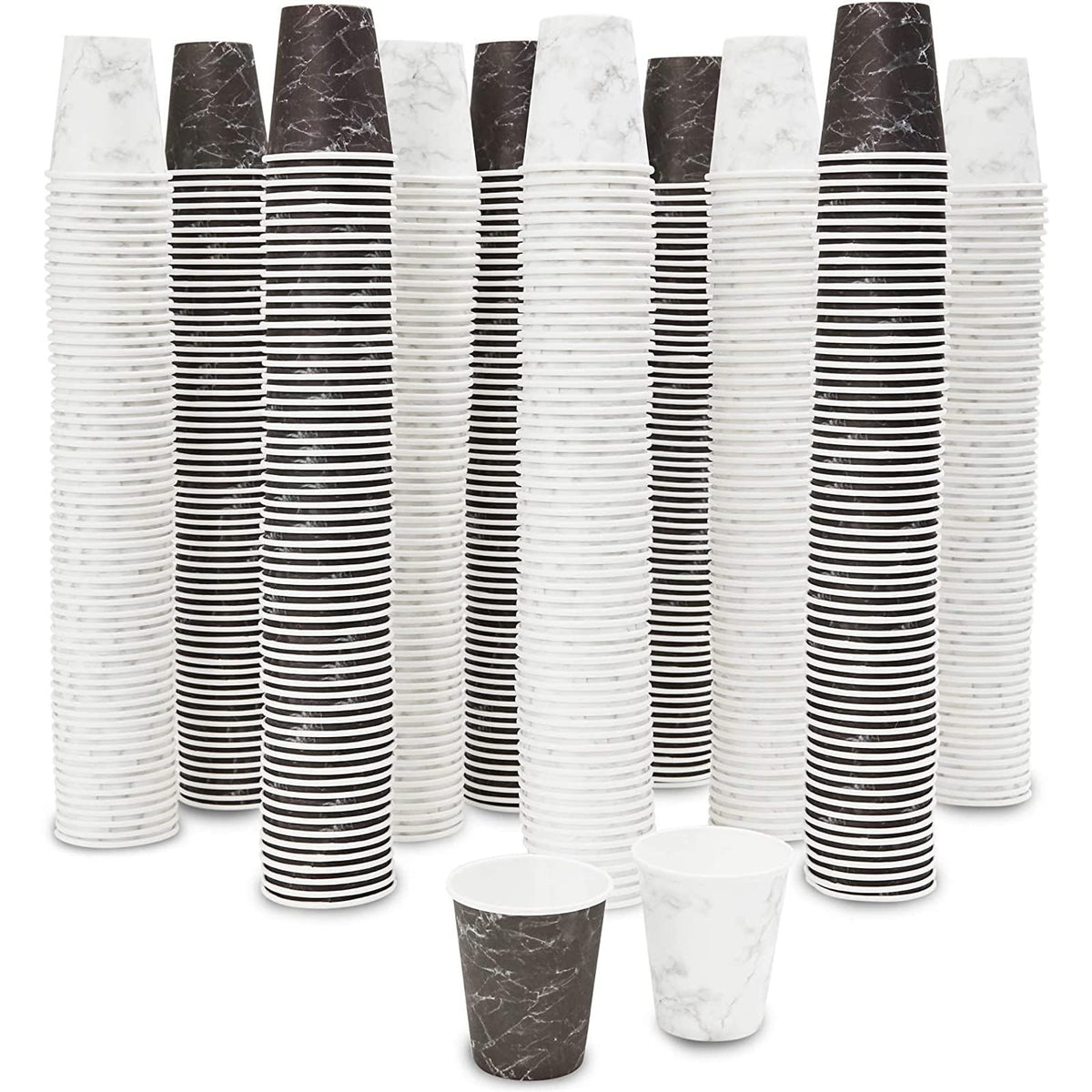 Juvale Marble Bathroom Cups - Leak-Resistant Mouthwash Cup - Compact 3 Fl Oz Coffee & Espresso Mug - Disposable Paper Drinkware - Pack of 600, Black