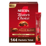 NESCAFÉ Taster's Choice, Instant Coffee Packets, Light Medium Roast Coffee, House Blend, 8 Boxes (144 Packets)