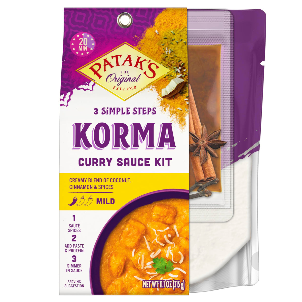 Patak's Korma Curry Sauce Kits 3-Step, 11.1 Oz