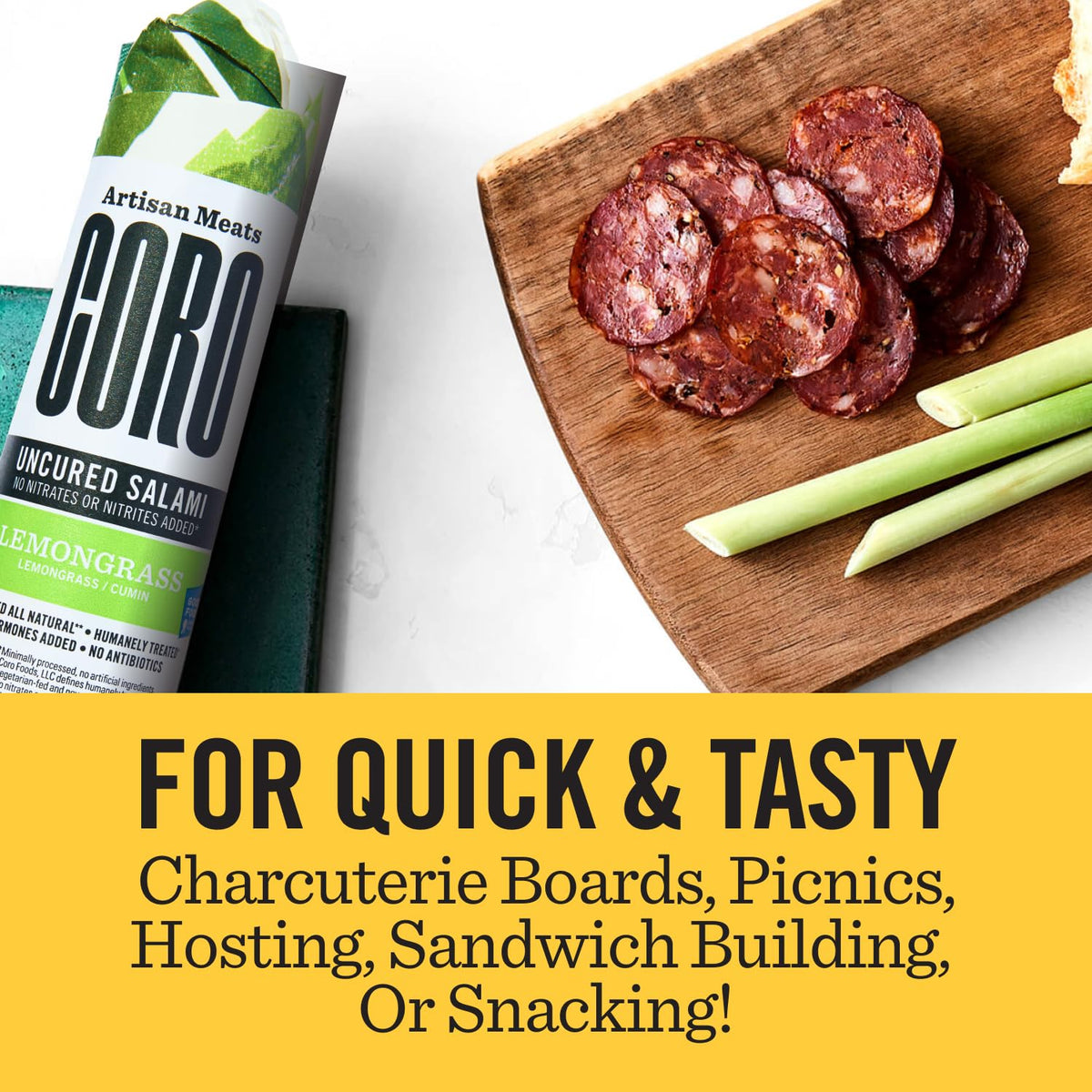 Coro Uncured Lemongrass Salami Stick - 5oz | Lemongrass & Warm Cumin