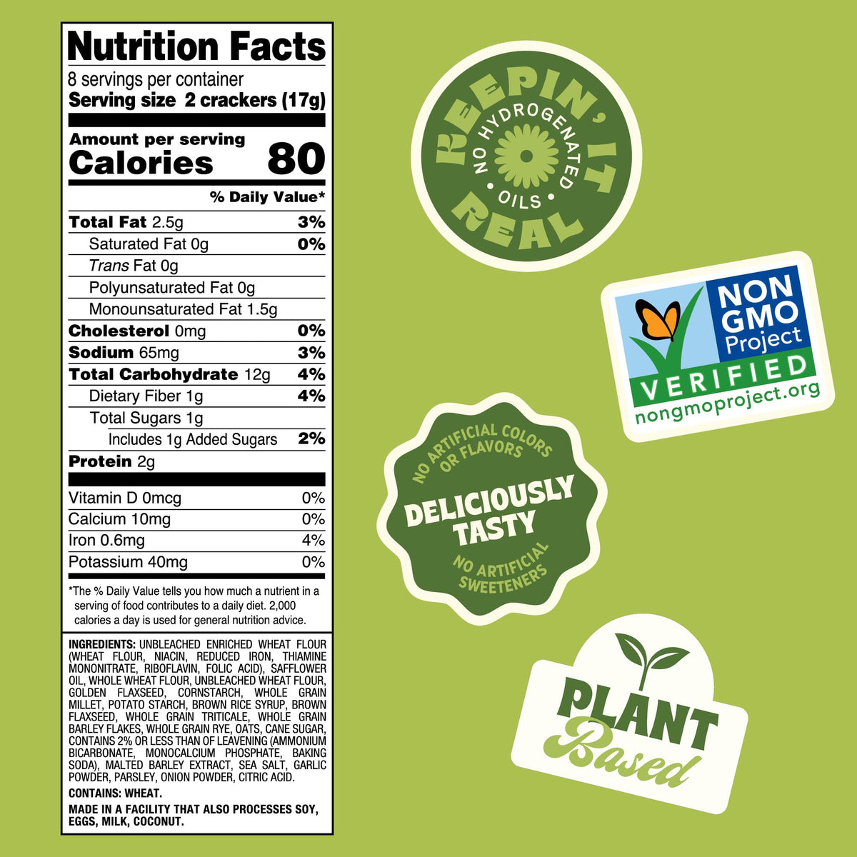 Back to Nature Multigrain Flatbread Crackers, Non-GMO, Plant-Based Snack Cracker, Made with Wheat Flour & Whole Grains, Snack Happy, 5oz Box