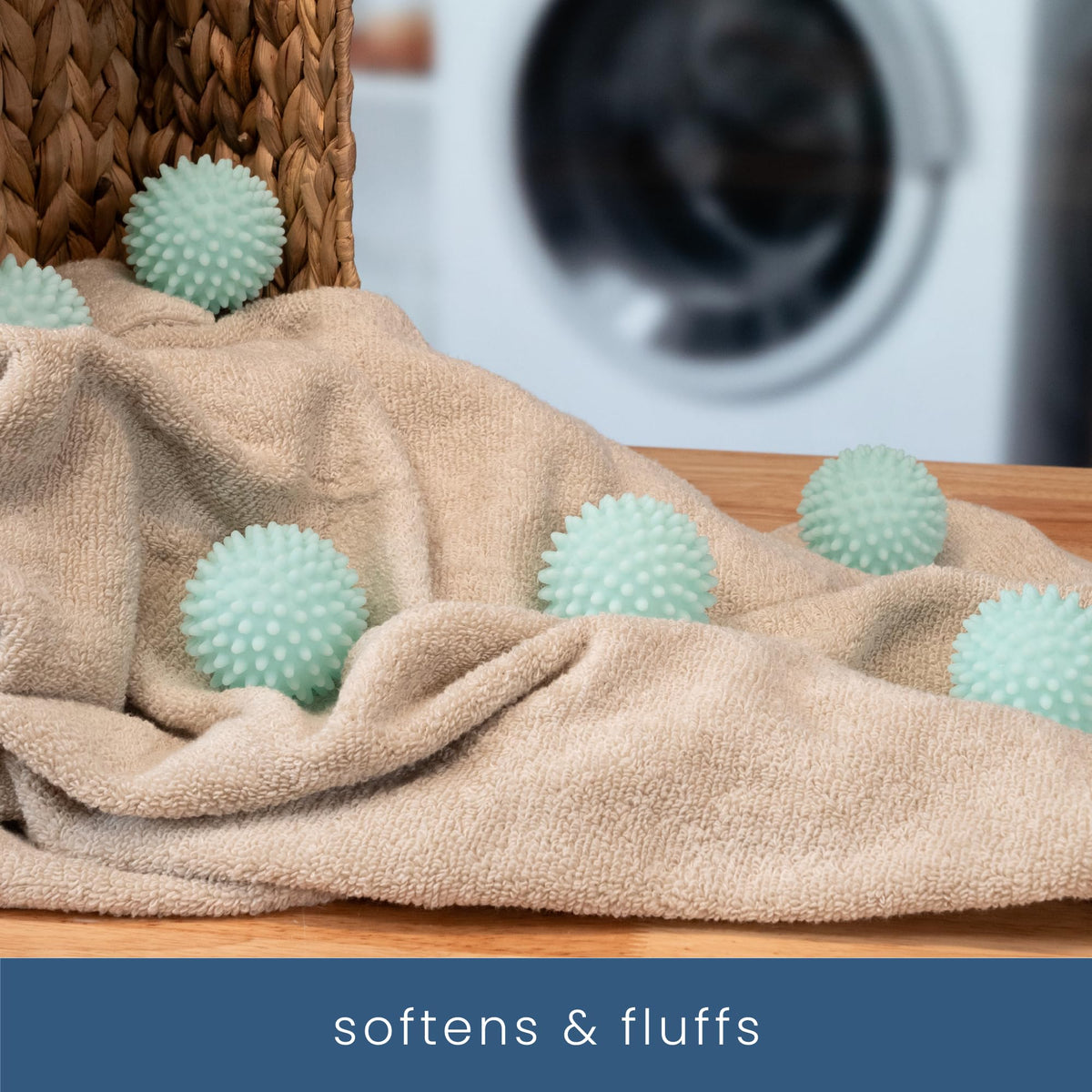 S&T INC. Reusable Plastic Dryer Balls, Fabric Softener for Laundry, Blue, 2.5 in, 6 Pack