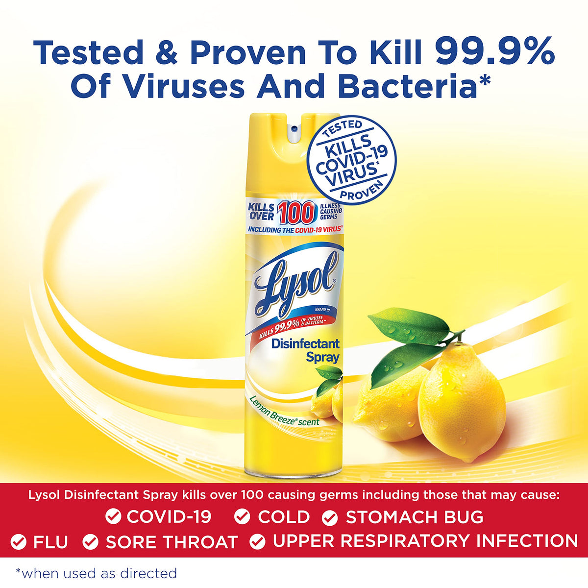 LYSOL Disinfectant Spray, Lemon Breeze 19 oz (Pack of 4)