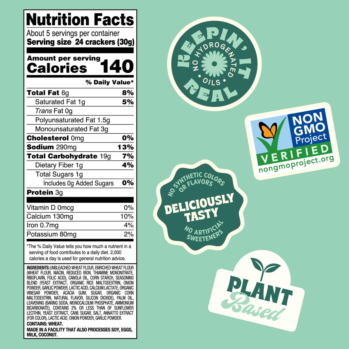 Back to Nature Cheezy Square Crackers, Non-GMO, Plant-Based Cheese Flavored Snack Cracker, Made with Wheat Flour, 5 oz Box
