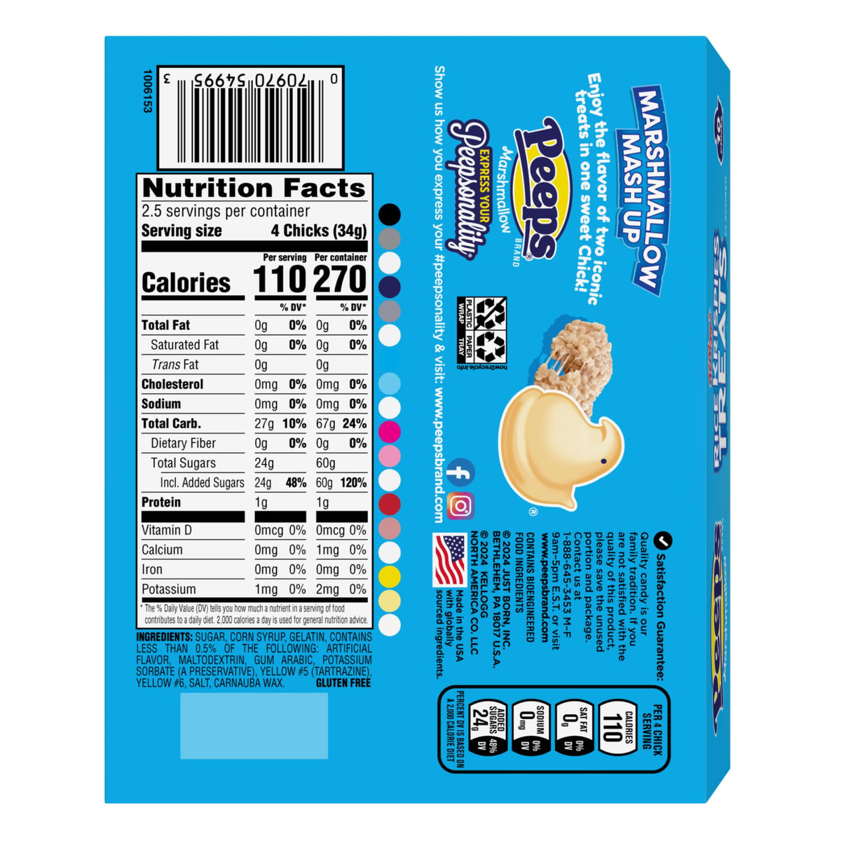Rice Krispie Treats Peeps, Cereal Flavored Marshmallow Chicks, Easter Basket Stuffer Candy, 3 Ounces (Pack of 3)