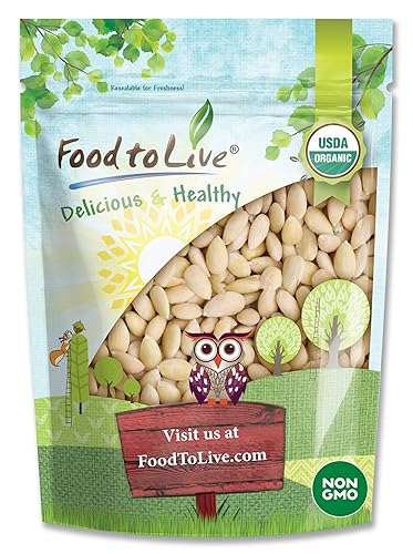 Food to Live Organic Blanched Whole Almonds, 1.5 Pounds - Non-GMO, Raw, Unpasteurized, Unsalted, Keto, Paleo, Kosher, Bulk, High in Protein, Dietary
