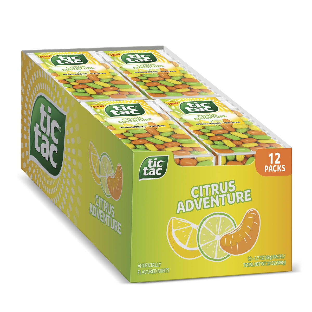 Tic Tac Citrus Adventure, On-the-Go Pocket-Sized Mints, 100 pieces, Bulk 12 Pack, 1.7 oz Each