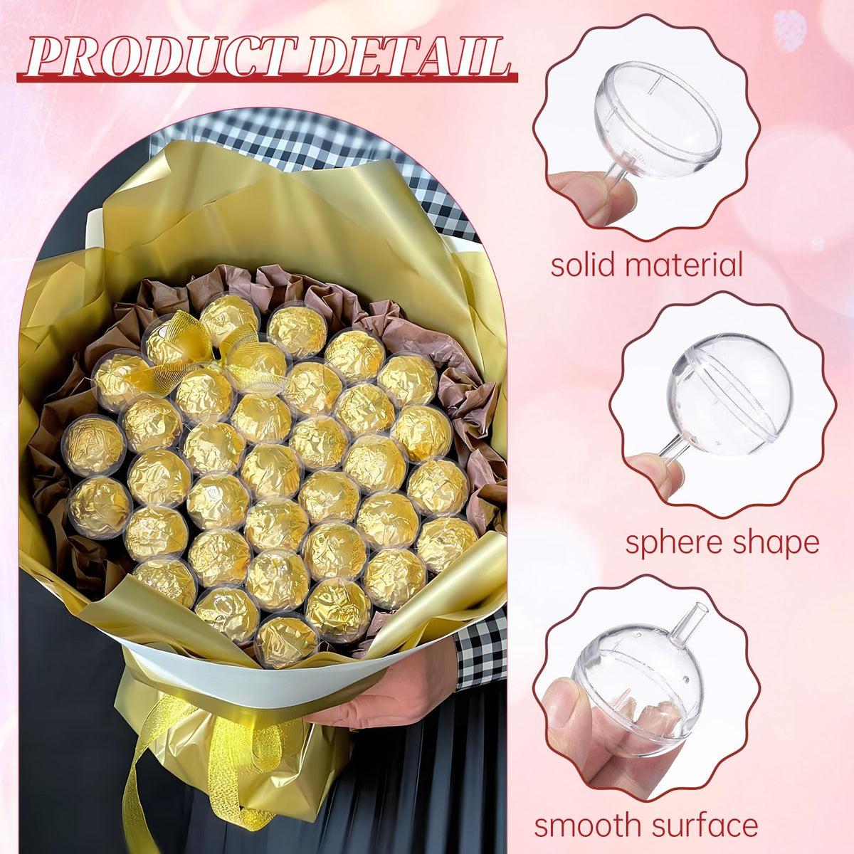 EORTA 20 Pcs Chocolate Lollipop Case Plastic Chocolate Flower Holder to Make Bouquet for Birthday Wedding Valentines Mother Day, Clear