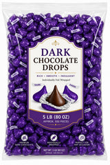 Individually Wrapped Purple Foil Dark Chocolate Candy Drops Bulk Bag 5 Lbs
