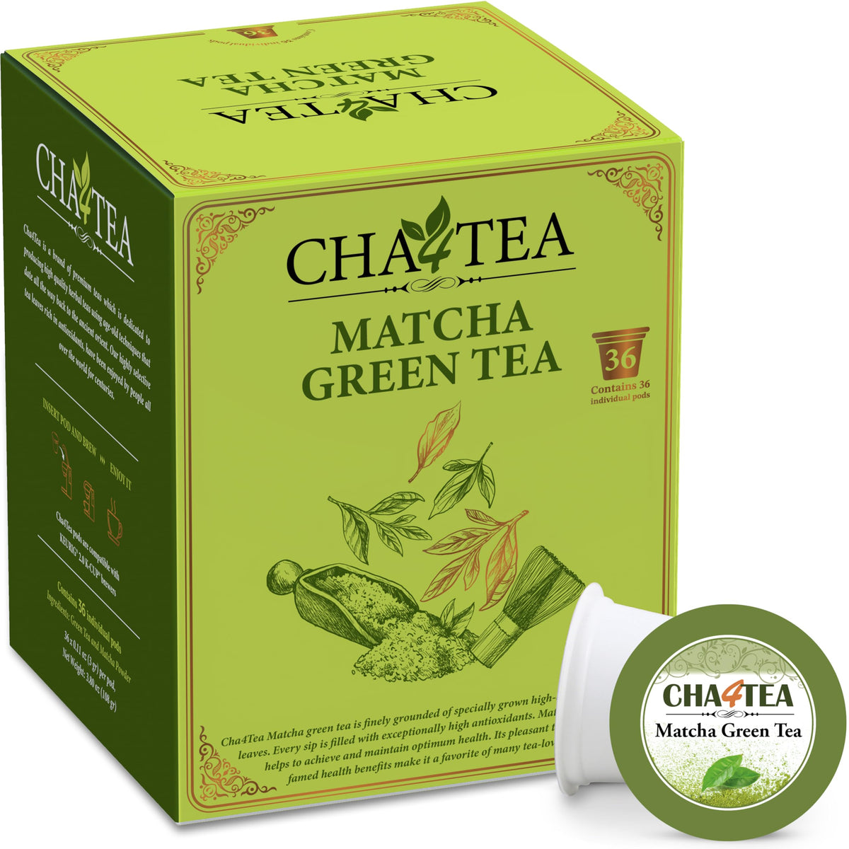 Cha4TEA 36-Count Matcha Green Tea for Keurig
